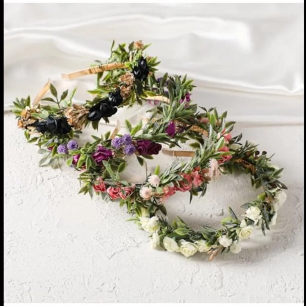 Fairy Flower Crown Handmade Boho Rose Floral Headpiece for Wedding